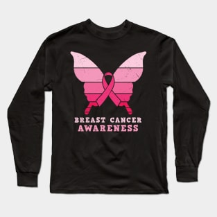 Breast Cancer Awareness Butterfly Long Sleeve T-Shirt